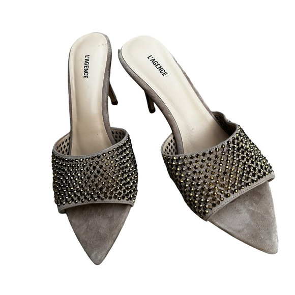 L’Agence Narcise Rhinestone Sandal in Macaroon 10 - Picture 3 of 12